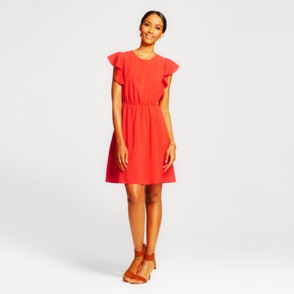 Women's Ruffle Sleeve Check Patterned Dress XS - Picture 5 of 6